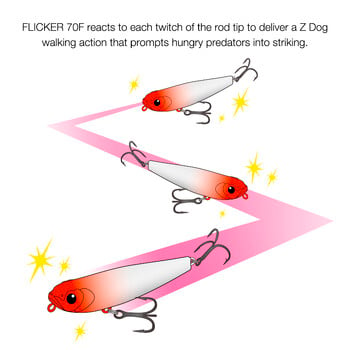 TSURINOYA FLICKER 70F Z Dog Topwater Walker Риболовна примамка 70 mm 8,4 g Изкуствен молив Плаваща пръчка Твърда стръв за Bass Pike Plug