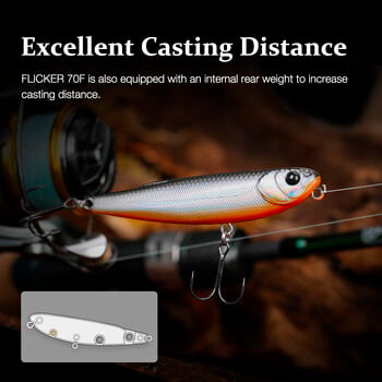 TSURINOYA FLICKER 70F Z Dog Topwater Walker Риболовна примамка 70 mm 8,4 g Изкуствен молив Плаваща пръчка Твърда стръв за Bass Pike Plug