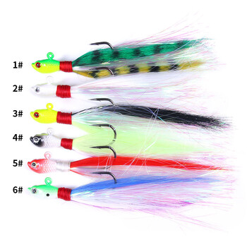 Bucktail Jigs Head Hook 3D Eyes Bait 7g 14g 28g 56g Deer Hair Feather Hook Beard Jigging Lure Fishing