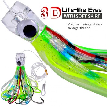 23cm/96g Fishing Lure Sea Boat Trolling Ψάρεμα Μαλακό Octopus Squid Skirt Δόλωμα Θαλασσινό νερό συρτή Fishing Soft Squid Skirt Lure