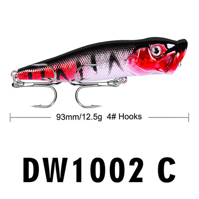 9cm 12,5g Popper Fishing Lure Hard Artificial Bait Topwater with 2 Treble Hooks Carp Fishing Lures Wobbler Crankbait