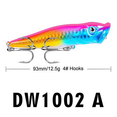 9cm 12,5g Popper Fishing Lure Hard Artificial Bait Topwater with 2 Treble Hooks Carp Fishing Lures Wobbler Crankbait