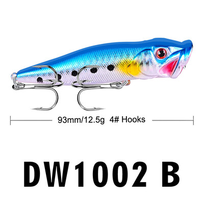 9cm 12,5g Popper Fishing Lure Hard Artificial Bait Topwater with 2 Treble Hooks Carp Fishing Lures Wobbler Crankbait