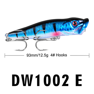 9cm 12,5g Popper Fishing Lure Hard Artificial Bait Topwater with 2 Treble Hooks Carp Fishing Lures Wobbler Crankbait