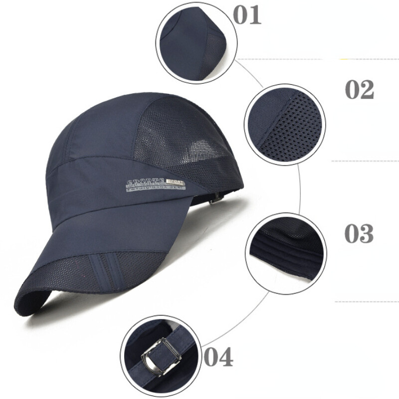 Športová rýchloschnúca čiapka, vonkajšia opaľovacia krémová baseballová čiapka, nastaviteľná letná čiapka, sieťovaná, priedušná, rýchloschnúca, pre mužov a ženy, bežecké čiapky