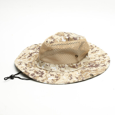 Kamuflažna kapa za sunčanje na otvorenom, kapa za lov, ribolov, kapa za sunčanje na otvorenom, široka oboda, mrežasta prozračna kapa od lišća, muška kapa za sunčanje