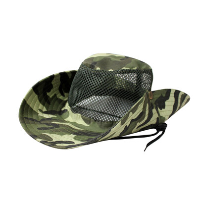 Kamuflažna kapa za sunčanje na otvorenom, kapa za lov, ribolov, kapa za sunčanje na otvorenom, široka oboda, mrežasta prozračna kapa od lišća, muška kapa za sunčanje