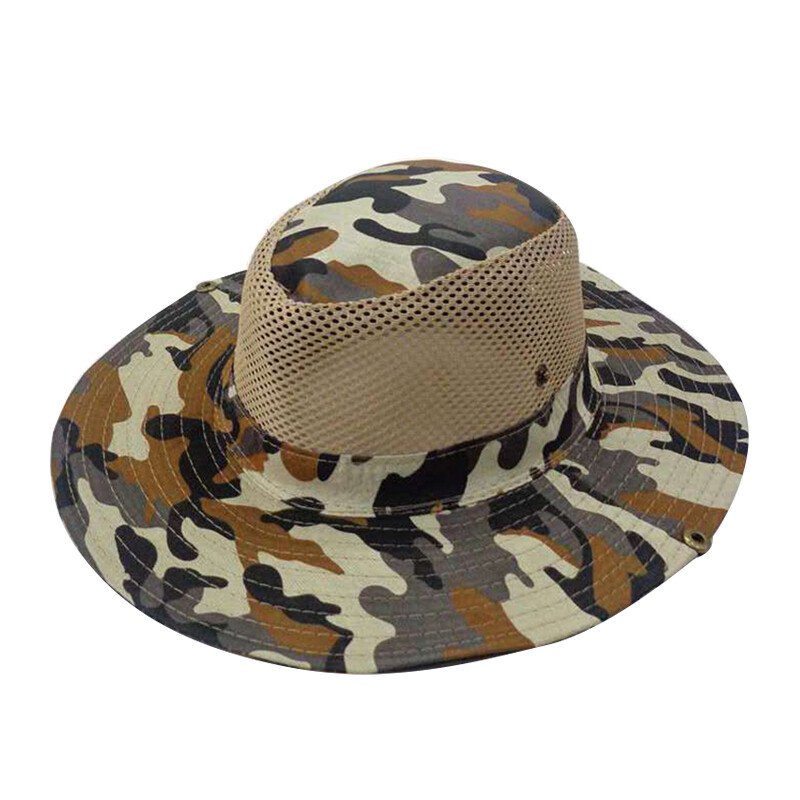 Kamuflažna kapa za sunčanje na otvorenom, kapa za lov, ribolov, kapa za sunčanje na otvorenom, široka oboda, mrežasta prozračna kapa od lišća, muška kapa za sunčanje