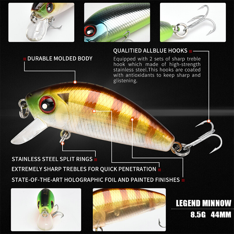 ALLBLUE New Legend Minnow 44 mm tonući plutajući mini vobler mamac za pecanje Umjetni tvrdi mamac Pribor za pecanje Pastrve Crankbait