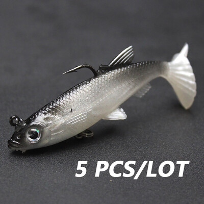 5 buc/lot 8 cm 12,5 g momeli de pescuit cu chiuveta bionica artificiala biban de mare VIB crap momeli moale Set cârlige înalte tackle pesca