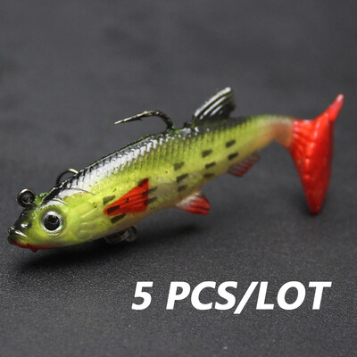 5 buc/lot 8 cm 12,5 g momeli de pescuit cu chiuveta bionica artificiala biban de mare VIB crap momeli moale Set cârlige înalte tackle pesca