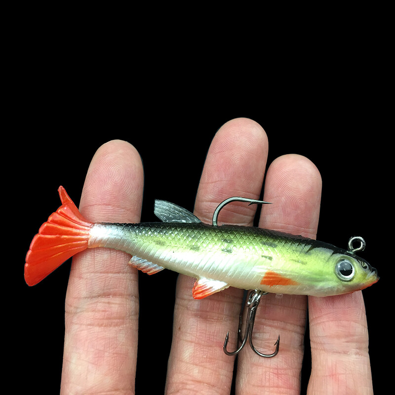 5 buc/lot 8 cm 12,5 g momeli de pescuit cu chiuveta bionica artificiala biban de mare VIB crap momeli moale Set cârlige înalte tackle pesca