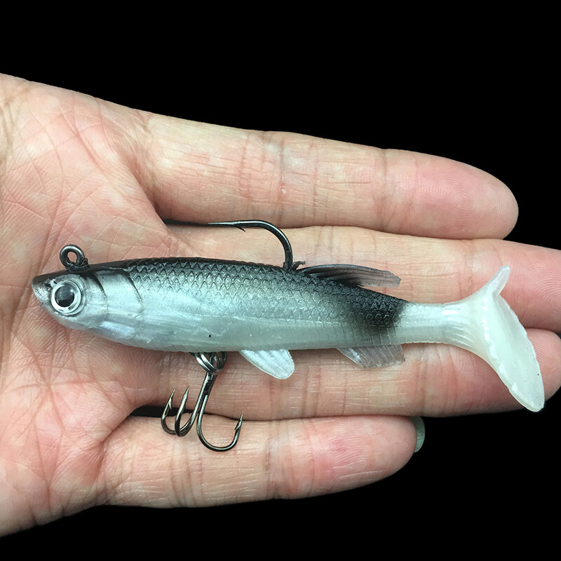 5 buc/lot 8 cm 12,5 g momeli de pescuit cu chiuveta bionica artificiala biban de mare VIB crap momeli moale Set cârlige înalte tackle pesca