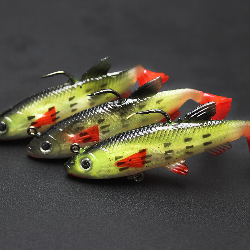 5 buc/lot 8 cm 12,5 g momeli de pescuit cu chiuveta bionica artificiala biban de mare VIB crap momeli moale Set cârlige înalte tackle pesca