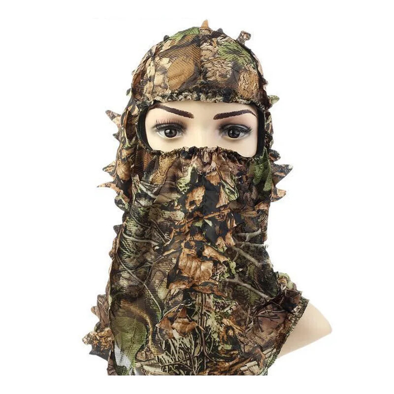 3D Bionic Leaf Balaclava medību cepure elpojoša Ghillie uzvalka cepures Jungle Camo sejas maska peintbola Airsoft peintbola makšķerēšanas cepure