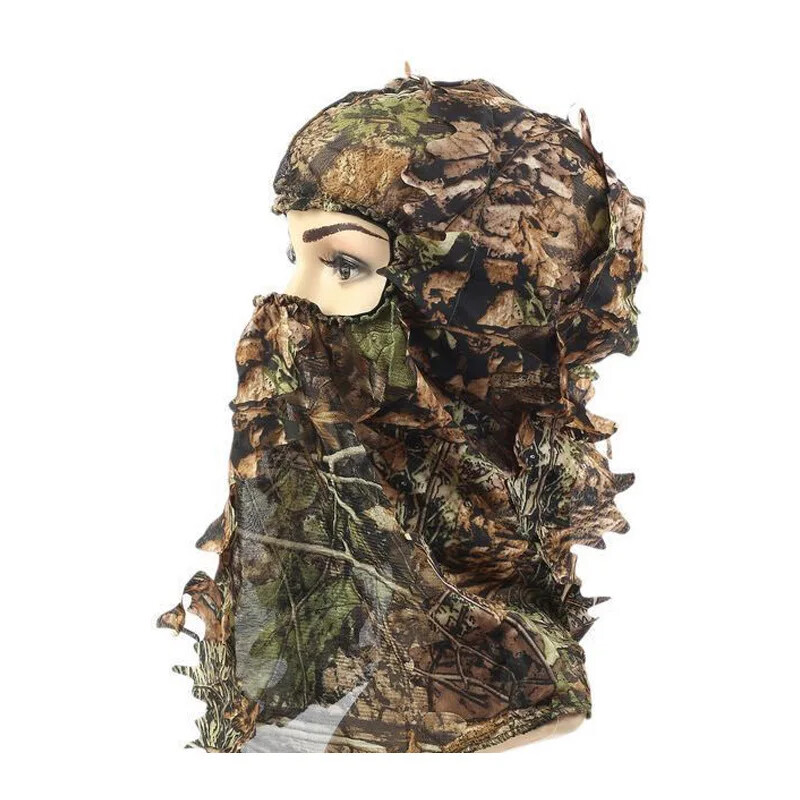 3D Bionic Leaf Balaclava medību cepure elpojoša Ghillie uzvalka cepures Jungle Camo sejas maska peintbola Airsoft peintbola makšķerēšanas cepure