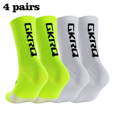 GKRQ 4 perechi 2023 șosete noi de ciclism Bicicletă Asistentă Compresie Bicicletă de drum Alergare Mtb Până la genunchi Alb Sport Funny Brand Negru