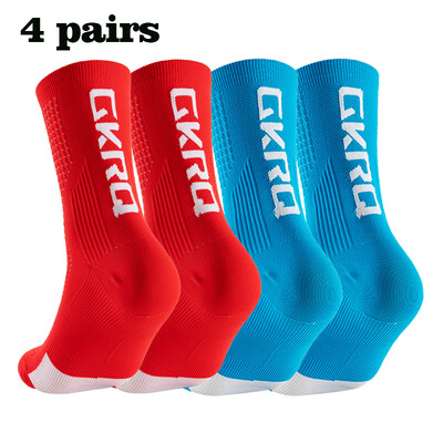 GKRQ 4 perechi 2023 șosete noi de ciclism Bicicletă Asistentă Compresie Bicicletă de drum Alergare Mtb Până la genunchi Alb Sport Funny Brand Negru