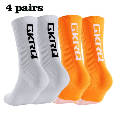 GKRQ 4 perechi 2023 șosete noi de ciclism Bicicletă Asistentă Compresie Bicicletă de drum Alergare Mtb Până la genunchi Alb Sport Funny Brand Negru
