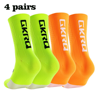 GKRQ 4 perechi 2023 șosete noi de ciclism Bicicletă Asistentă Compresie Bicicletă de drum Alergare Mtb Până la genunchi Alb Sport Funny Brand Negru