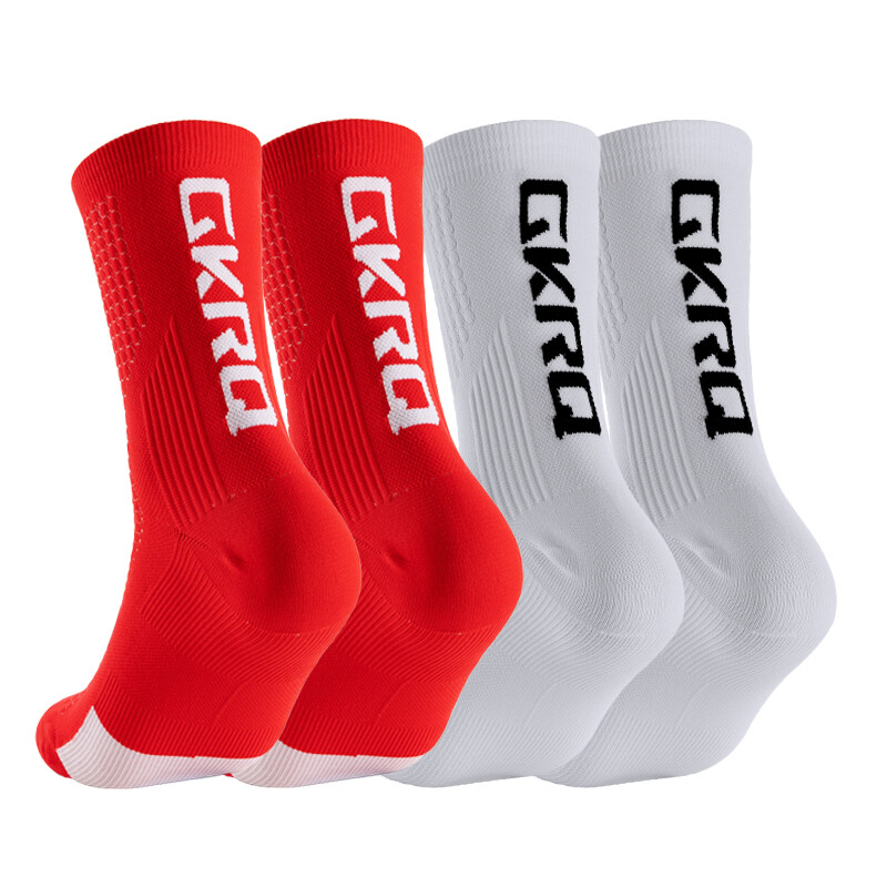 GKRQ 4 perechi 2023 șosete noi de ciclism Bicicletă Asistentă Compresie Bicicletă de drum Alergare Mtb Până la genunchi Alb Sport Funny Brand Negru