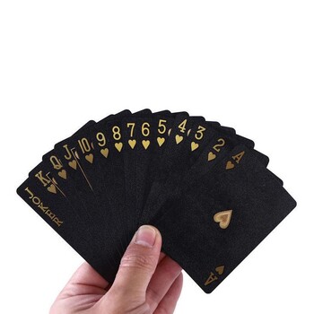 Τράπουλες Black Foil Poker Card Deck Αδιάβροχες πλαστικές κάρτες για Party & Classic Family Card Game