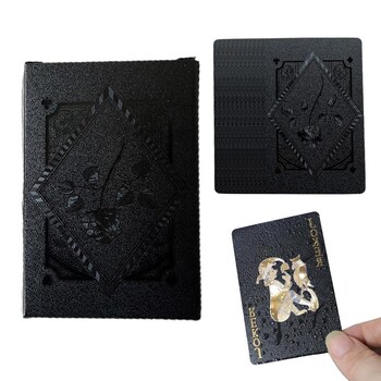 Τράπουλες Black Foil Poker Card Deck Αδιάβροχες πλαστικές κάρτες για Party & Classic Family Card Game