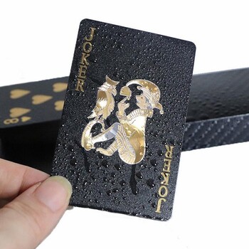 Τράπουλες Black Foil Poker Card Deck Αδιάβροχες πλαστικές κάρτες για Party & Classic Family Card Game