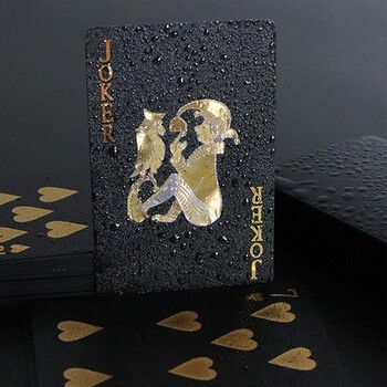 Τράπουλες Black Foil Poker Card Deck Αδιάβροχες πλαστικές κάρτες για Party & Classic Family Card Game