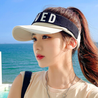 Šuplji šešir za sunčanje na otvorenom Ženska ljetna krema za sunčanje Topless Suncobran Šešir s velikim obodom i slovima