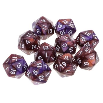 10 τμχ Polyhedral 20 Sided Dice D20 Dices RPG Dice Επιτραπέζια στηρίγματα για επιτραπέζια παιχνίδια - Διπλά χρώματα