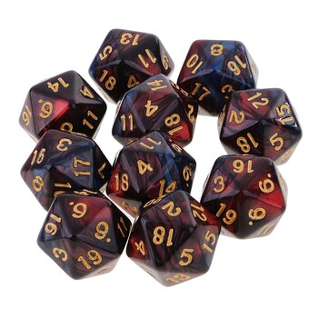 10 τμχ Polyhedral 20 Sided Dice D20 Dices RPG Dice Επιτραπέζια στηρίγματα για επιτραπέζια παιχνίδια - Διπλά χρώματα