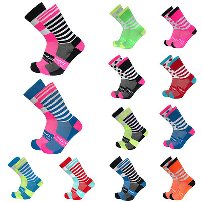 Naujos Stripe Dot dviračių kojinės Aukščiausios kokybės profesionalios prekės ženklo sportinės kvėpuojančios dviračių kojinės lauko lenktynėms