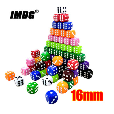 10 buc/pachet zaruri noi puncte acrilice 16 mm colț rotund multicolor Joc de masă accesorii Mahjong cuburi 1,6 cm