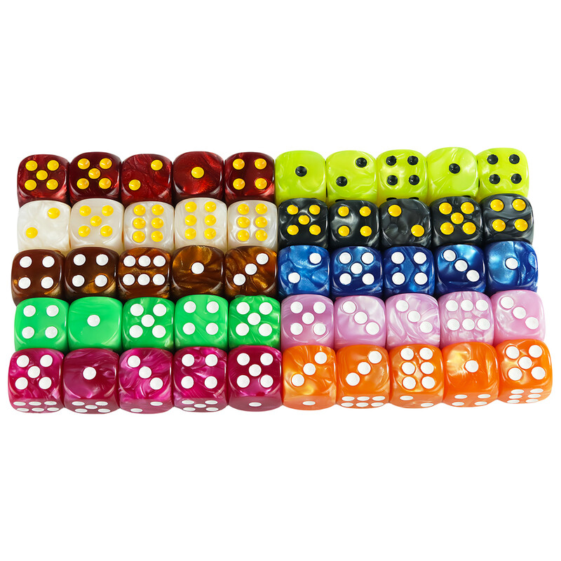 D6 set kockica Visoka kvaliteta akrilnih kockica sa zaobljenim kutovima za dodatke za društvene igre s bisernim efektom - 10 komada kockica od 16 mm