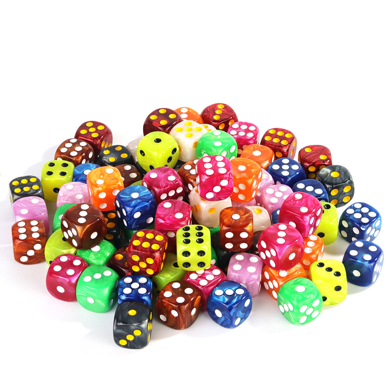 D6 set kockica Visoka kvaliteta akrilnih kockica sa zaobljenim kutovima za dodatke za društvene igre s bisernim efektom - 10 komada kockica od 16 mm