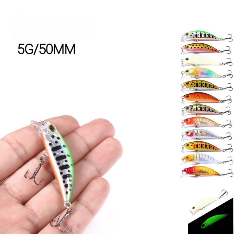 5 kom Mino Creek Goluya mamac 5 cm 5 g Mikroobjekt Cast Night Light Potopljen Xiaomi Rock Tremble Slow Sinking Dead Fly Bait