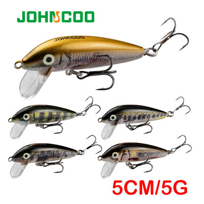 JOHNCOO 5cm 5g grimstoši Minnow vobleri makšķerēšanas mānekļi Foreļu mānekļi un cietās ēsmas ēsma asaru makšķerēšanas piederumiem