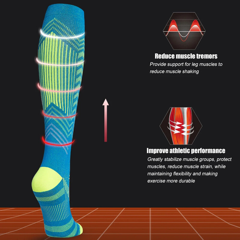 1 pár priedušných kompresných ponožiek, 15-20 mmHg, najlepšie pre mužov a ženy, beh, let, cestovanie, zdravotné sestry, tehotné ženy, turistiku