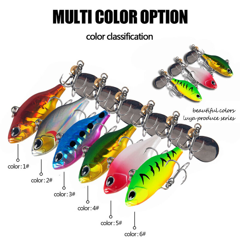 1Pcs 48MM/8.5G VIB Bait Spinner Žlica Vibracija Ribolov Mamci Umjetne 3D oči Rotirajući rep Jigs Tvrdi mamci Pesca Tackle