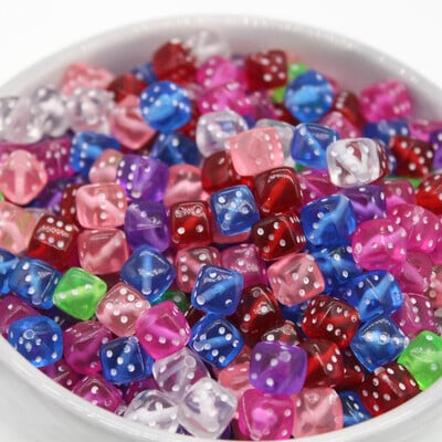 100 gab jauktas caurspīdīgas akrila kauliņu starplikas krelles 8 mm kvadrātveida krāsainas krelles, DIY aksesuāri dārglietu izgatavošanai 9 krāsu izvēle