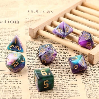 Polyhedral 7-Dice Two-Tone Swirl-DND Dice Set for RPG D4 D6 D8 D10 D% D12 D20 Игри със зарове 7 бр./компл. Family Party Board Games