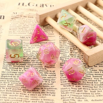 Polyhedral 7-Dice Two-Tone Swirl-DND Dice Set for RPG D4 D6 D8 D10 D% D12 D20 Игри със зарове 7 бр./компл. Family Party Board Games