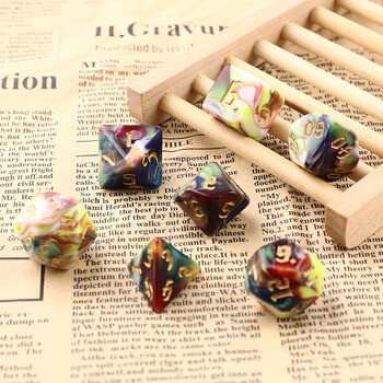 Polyhedral 7-Dice Two-Tone Swirl-DND Dice Set for RPG D4 D6 D8 D10 D% D12 D20 Игри със зарове 7 бр./компл. Family Party Board Games