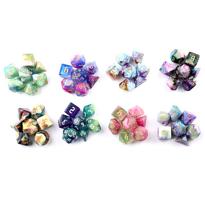 Polyhedral 7-Dice Two-Tone Swirl-DND Dice Set for RPG D4 D6 D8 D10 D% D12 D20 Игри със зарове 7 бр./компл. Family Party Board Games