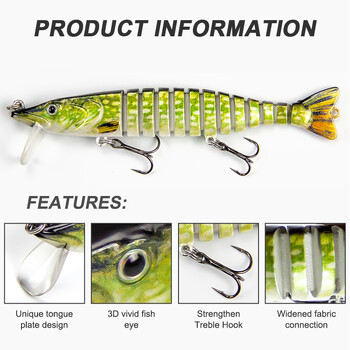 165mm 34g Fishing Lures Jointed Crankbaits Swimbait Sinking Wobblers For Pike Trout Bass Trolling Artificial Hard Bait Tackle