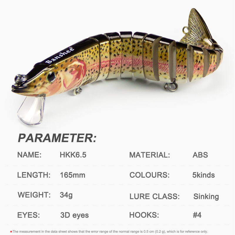 165 mm 34 g mamci za ribolov Jointed Crankbaits Swimbait Vobleri za tonuće za štuku Pastrva Bass Trolling Umjetni čvrsti mamac