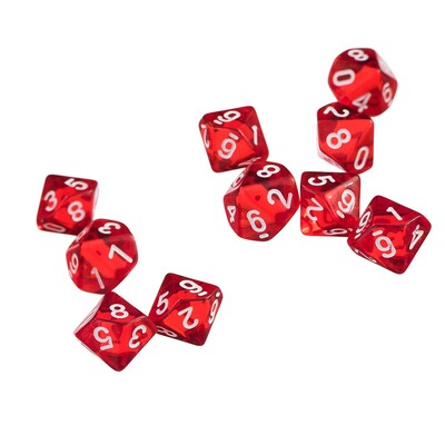 D10 Tízoldalas drágakőkockák RPG Dragons játékokhoz. 10 kockából álló készlet