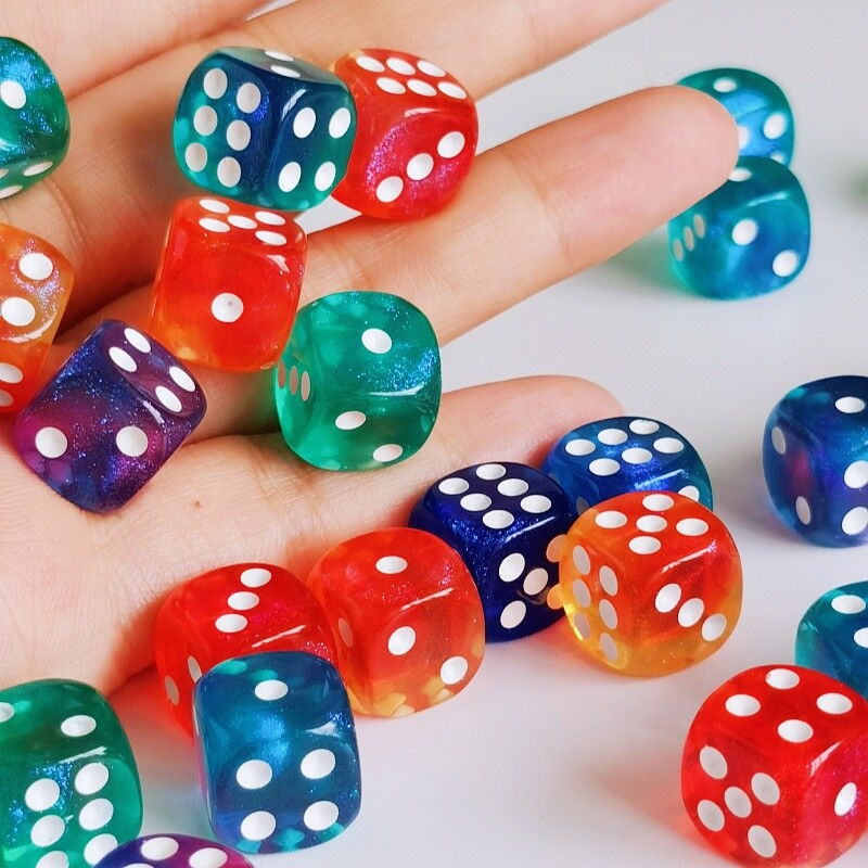 10 buc/lot D6 zaruri 6 fețe zaruri Joc de masă cazinou zaruri acrilice cu margine rotundă zaruri D6 12 mm zaruri cazinou zaruri DND