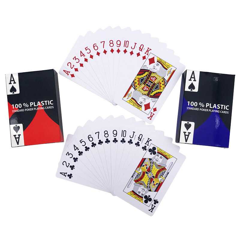 2 sady/veľa Bridge Pattern Poker Baccarat Plastové vodotesné hracie karty Malé písmenká Texas Hold'em spoločenská hra 2,28*3,46 palca